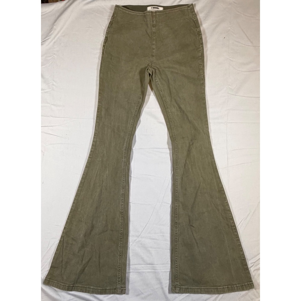 Rock & Roll Denim Bargain Bell Pull On Flare Jeans Olive Green 28x36
